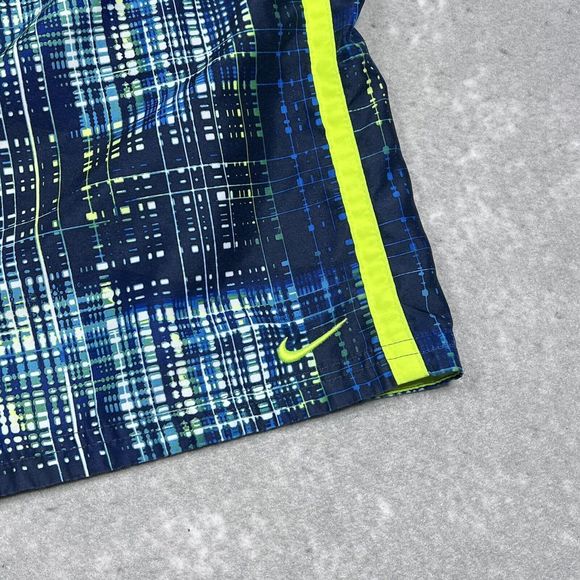 Nike Swim Trunks Mens Size Medium Blue Plaid Elastic Waist Stretch Swim Shorts - Picture 6 of 13